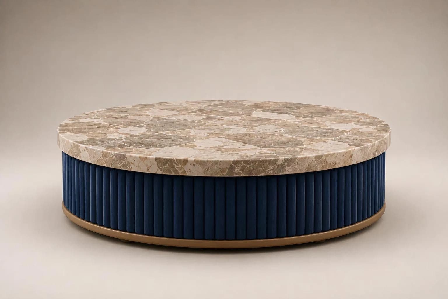 Cobalt — Marble top, navy velvet fluted body