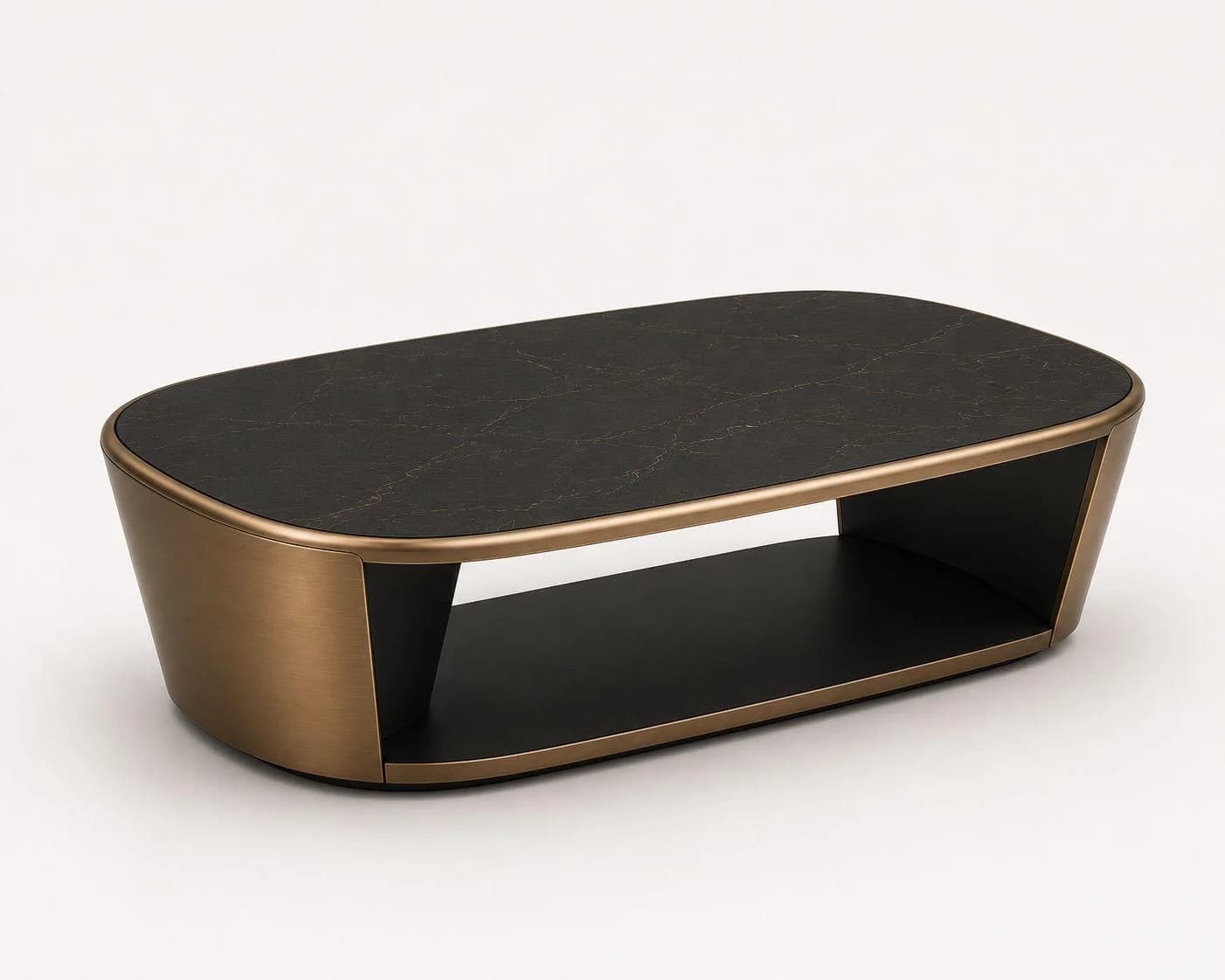 Halo — Black marble top, brass-wrapped body